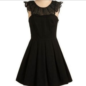 Modcloth Black Lace Neck Dress Vintage Style